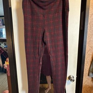 IMAN Red and Black Plaid Leggings